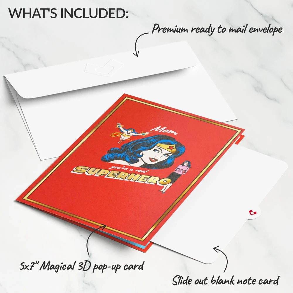 Wonder Woman Super Hero Mother’s Day Pop-Up Card - Image 5