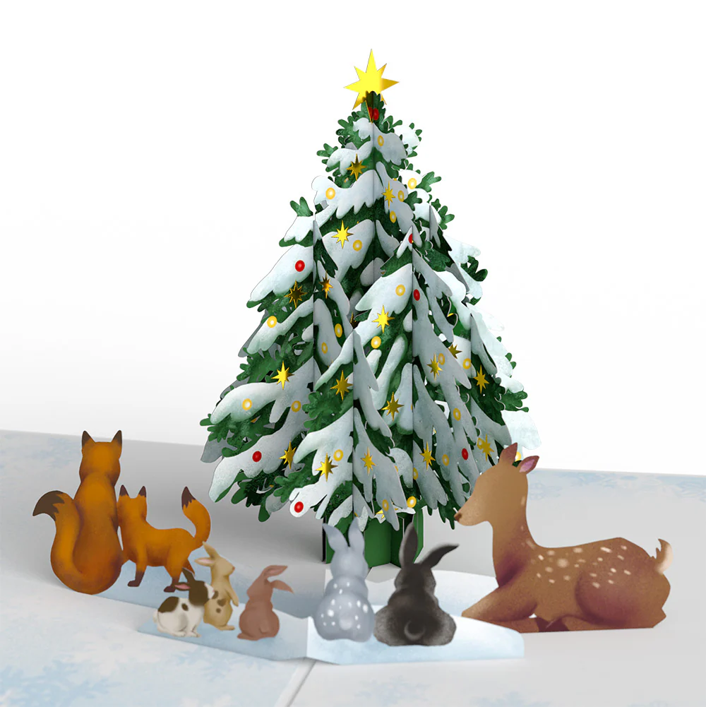 Woodland White Christmas Birthday Pop-Up Card and Forest Fun Sentiment Set - Image 3