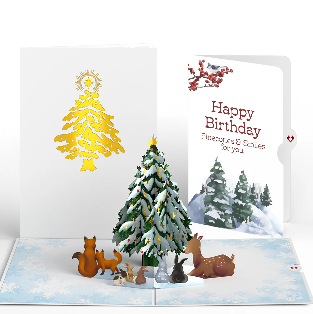 Woodland White Christmas Birthday Pop-Up Card and Sentiment Set