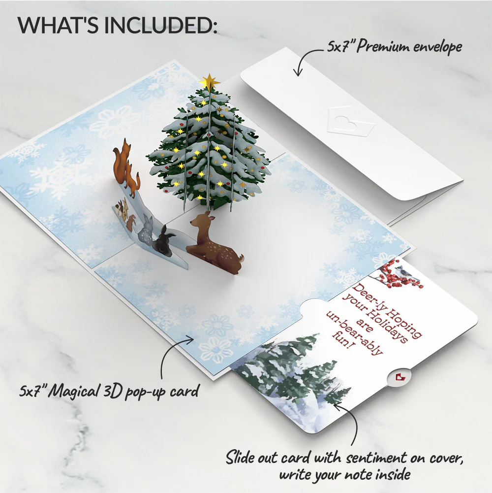 Woodland White Christmas Pop-Up Card and Snowy Forest Sentiment Set - Image 2