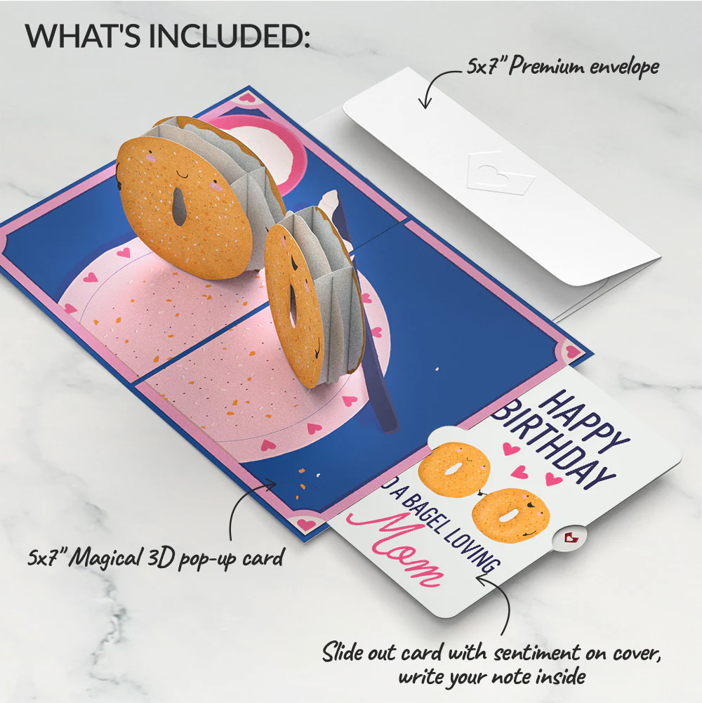 You Are My Everything Bagel Birthday Pop-Up Card and Sentiment Set for Mom - Image 2