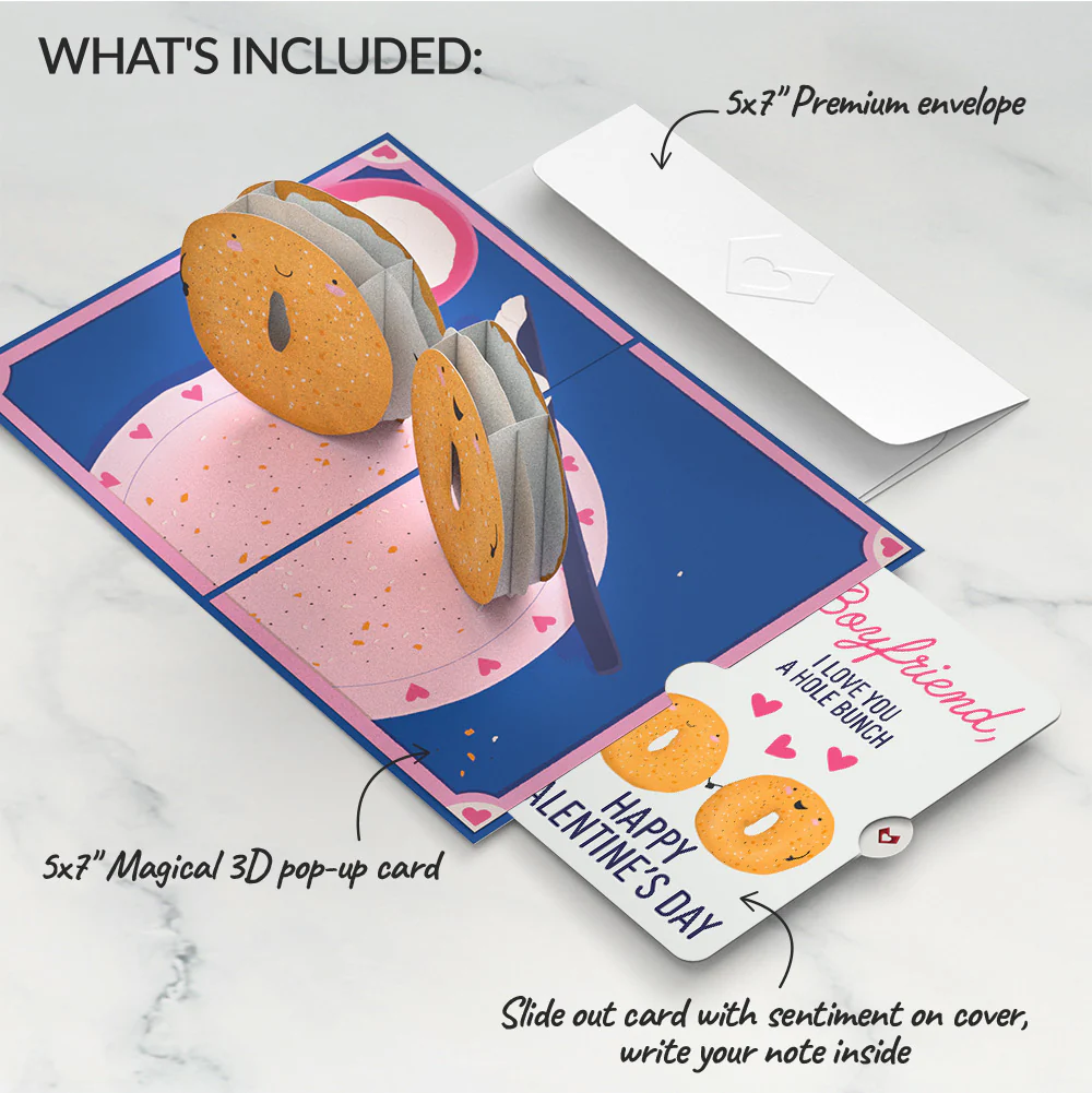 You Are My Everything Bagel Valentine Pop-Up Card and Sentiment Set for Boyfriend - Image 2