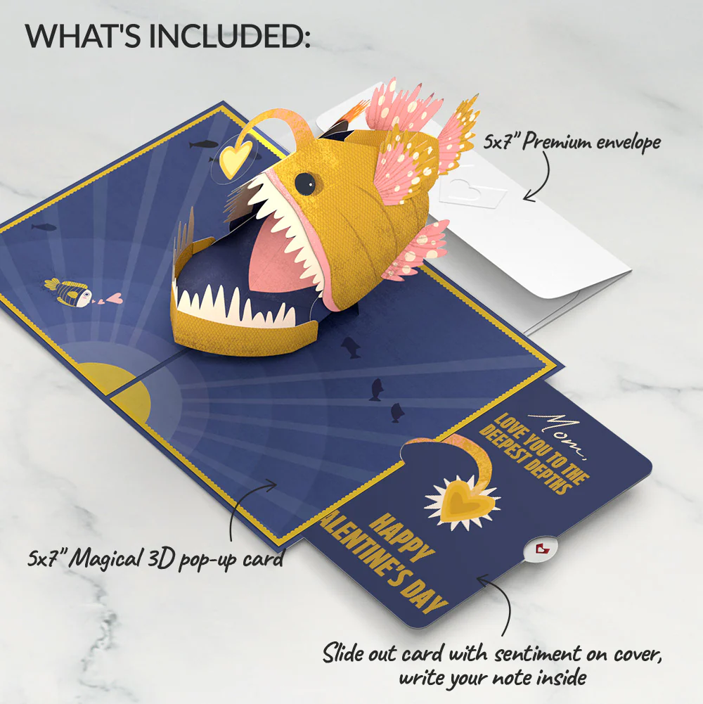 You Are My Sunshine Anglerfish Valentine Pop-Up Card and Sentiment Set for Mom - Image 2