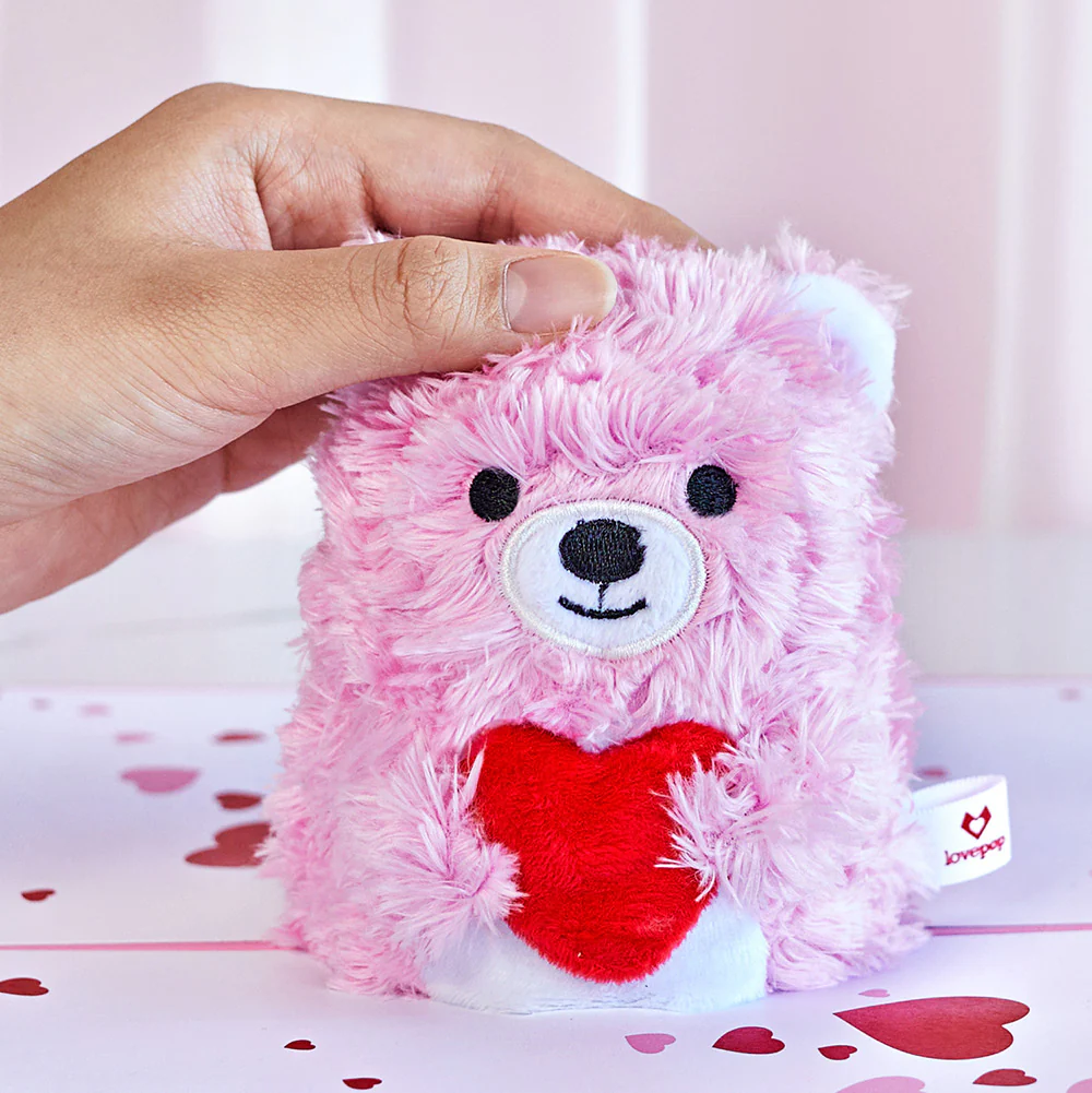 'You Make Me Beary Happy' Valentine Plushpop Card and Sentiment Set for Daughter - Image 3