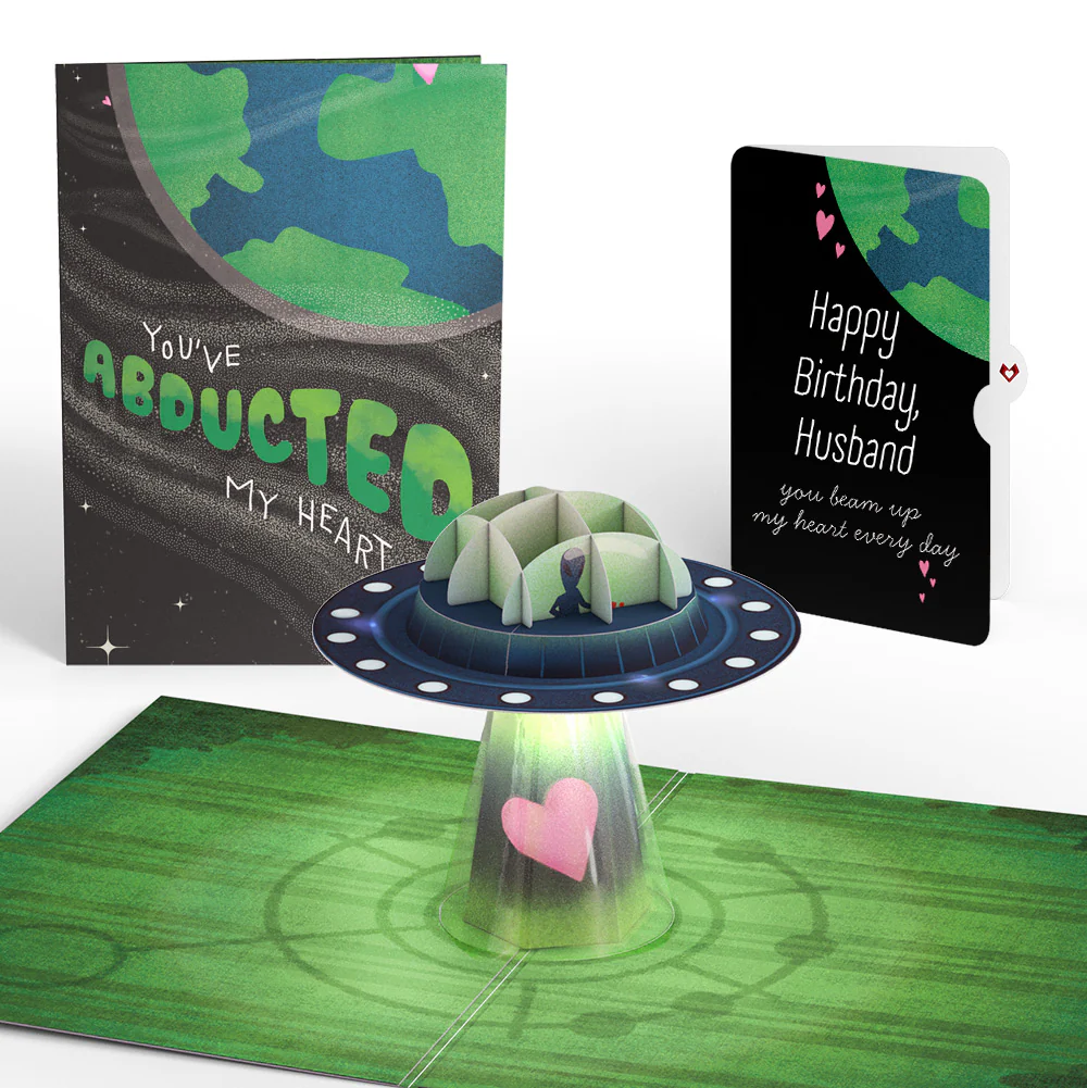 You've Abducted My Heart Birthday Light-Up Pop-Up Card and Sentiment Set for Husband